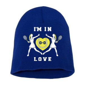 I'm In Love Funny Female Tennis Player Saying Slogan Gift Short Acrylic Beanie