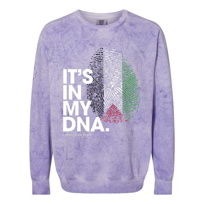 Its In My Dna Palestine Flag Palestinian Roots Colorblast Crewneck Sweatshirt