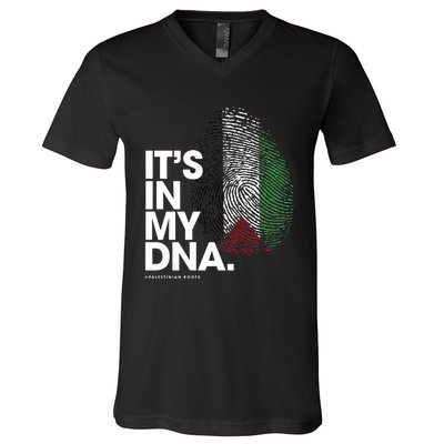 Its In My Dna Palestine Flag Palestinian Roots V-Neck T-Shirt