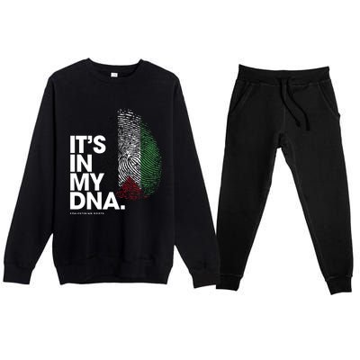 Its In My Dna Palestine Flag Palestinian Roots Premium Crewneck Sweatsuit Set