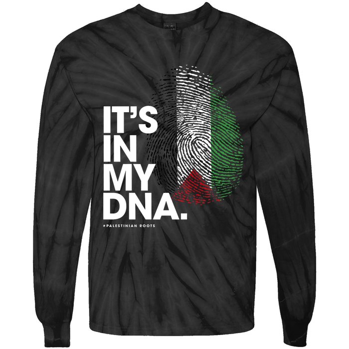 Its In My Dna Palestine Flag Palestinian Roots Tie-Dye Long Sleeve Shirt