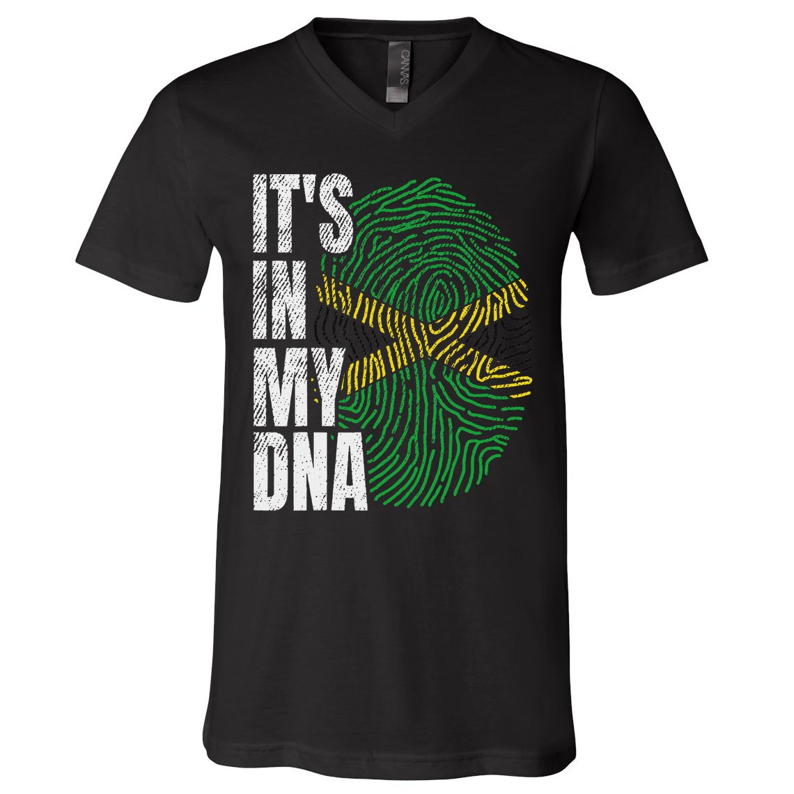 It's In My Dna Jamaican Flag Jamaica Boy Girl Gift V-Neck T-Shirt