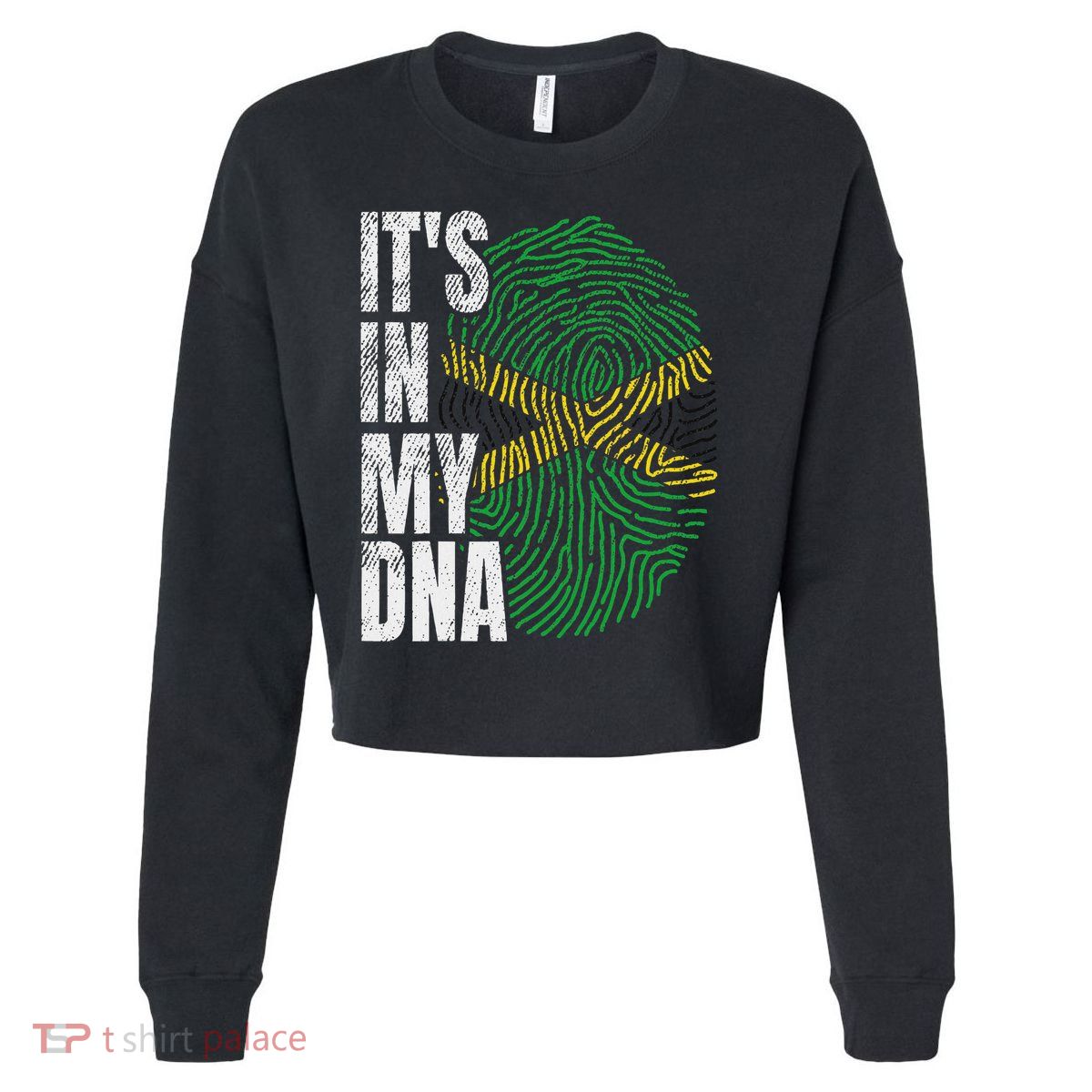 It's In My Dna Jamaican Flag Jamaica Boy Girl Gift Cropped Pullover Crew