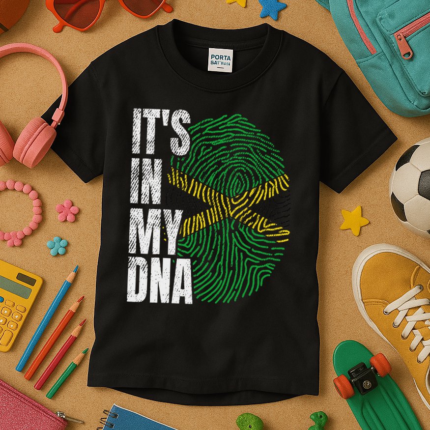 It's In My Dna Jamaican Flag Jamaica Boy Girl Gift Kids T-Shirt