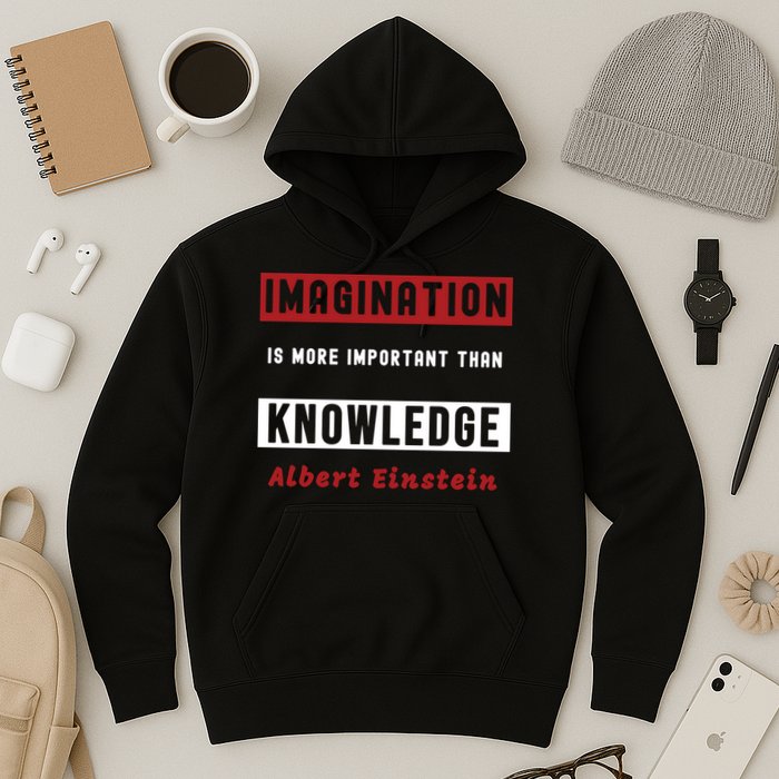 Imagination Is More Important Than Knowledge Albert Einstein Quote Funny Quote Hoodie