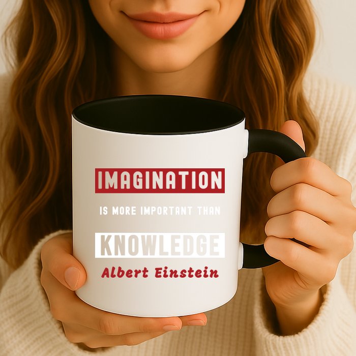 Imagination Is More Important Than Knowledge Albert Einstein Quote Funny Quote Mug