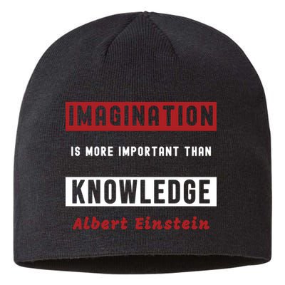 Imagination Is More Important Than Knowledge Albert Einstein Quote Funny Quote Sustainable Beanie