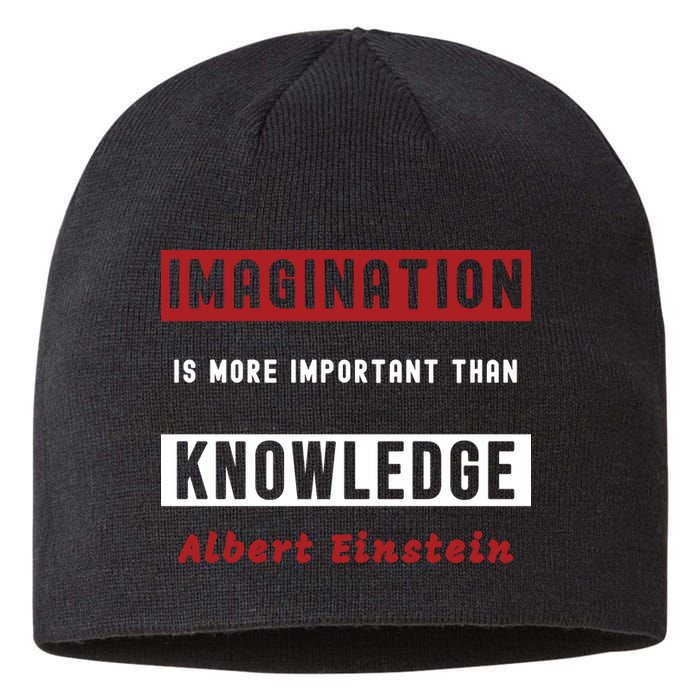 Imagination Is More Important Than Knowledge Albert Einstein Quote Funny Quote Sustainable Beanie