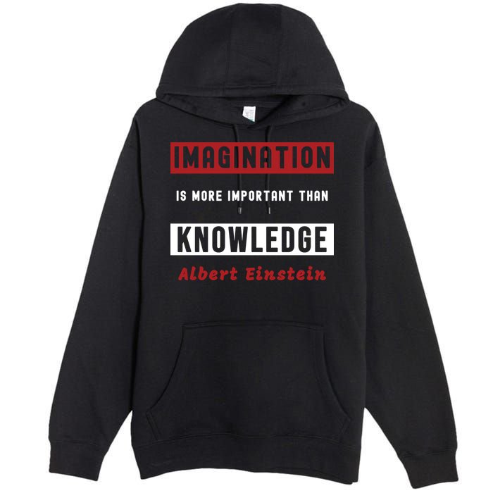 Imagination Is More Important Than Knowledge Albert Einstein Quote Funny Quote Premium Pullover Hoodie