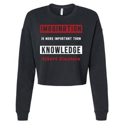 Imagination Is More Important Than Knowledge Albert Einstein Quote Funny Quote Cropped Pullover Crew