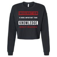 Imagination Is More Important Than Knowledge Albert Einstein Quote Funny Quote Cropped Pullover Crew