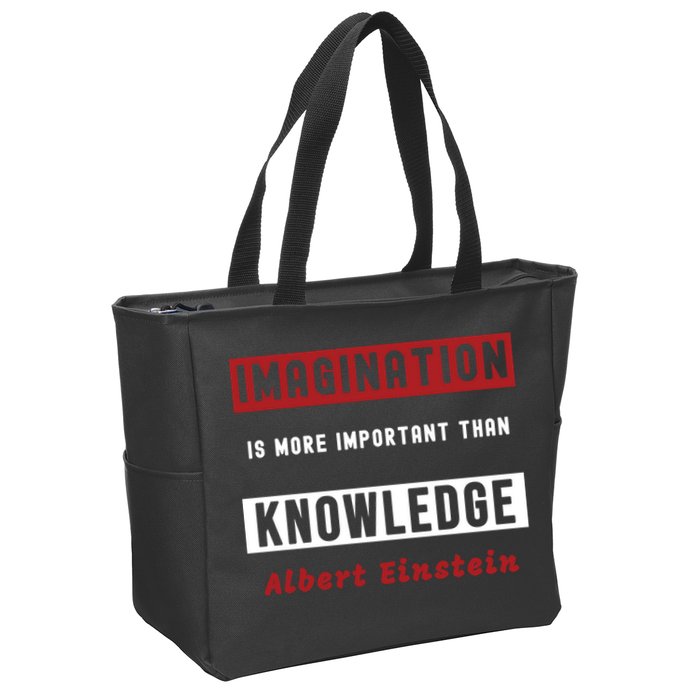 Imagination Is More Important Than Knowledge Albert Einstein Quote Funny Quote Zip Tote Bag