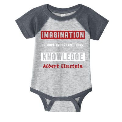 Imagination Is More Important Than Knowledge Albert Einstein Quote Funny Quote Infant Baby Jersey Bodysuit