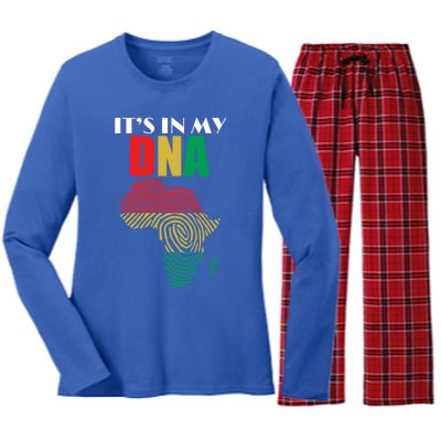 It's In My Dna Respect Black History Meaningful Gift Women's Long Sleeve Flannel Pajama Set 