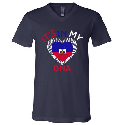 ItS In My Dna Haiti Flag Haitian Life Pride Haiti Patriotic V-Neck T-Shirt