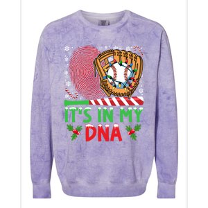 It’S In My Dna Baseball Christmas Lights Snowflakes Cute Gift Colorblast Crewneck Sweatshirt