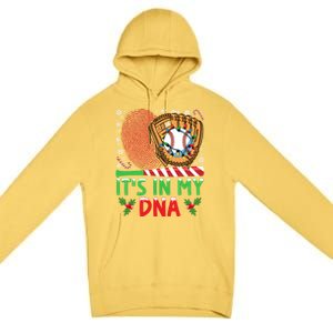 It’S In My Dna Baseball Christmas Lights Snowflakes Cute Gift Premium Pullover Hoodie