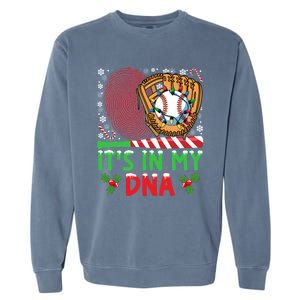 It’S In My Dna Baseball Christmas Lights Snowflakes Cute Gift Garment-Dyed Sweatshirt