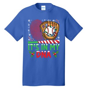 It’S In My Dna Baseball Christmas Lights Snowflakes Cute Gift Tall T-Shirt