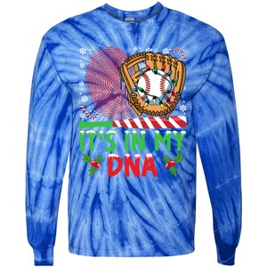 It’S In My Dna Baseball Christmas Lights Snowflakes Cute Gift Tie-Dye Long Sleeve Shirt