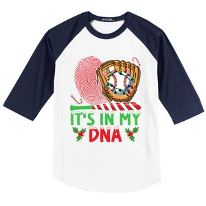 It’S In My Dna Baseball Christmas Lights Snowflakes Cute Gift Baseball Sleeve Shirt