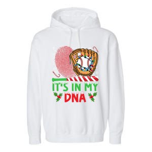 It’S In My Dna Baseball Christmas Lights Snowflakes Cute Gift Garment-Dyed Fleece Hoodie