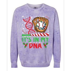 It’S In My Dna Baseball Christmas Lights Snowflakes Gift Colorblast Crewneck Sweatshirt