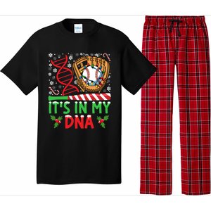 It’S In My Dna Baseball Christmas Lights Snowflakes Gift Pajama Set