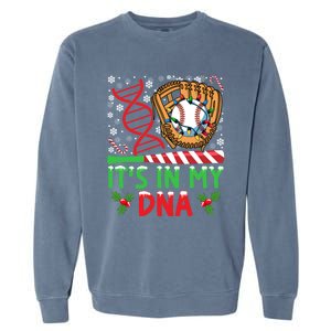 It’S In My Dna Baseball Christmas Lights Snowflakes Gift Garment-Dyed Sweatshirt