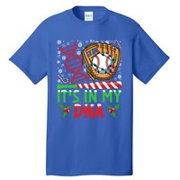 It’S In My Dna Baseball Christmas Lights Snowflakes Gift Tall T-Shirt