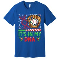 It’S In My Dna Baseball Christmas Lights Snowflakes Gift Premium T-Shirt