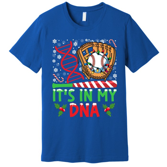 It’S In My Dna Baseball Christmas Lights Snowflakes Gift Premium T-Shirt