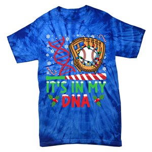 It’S In My Dna Baseball Christmas Lights Snowflakes Gift Tie-Dye T-Shirt