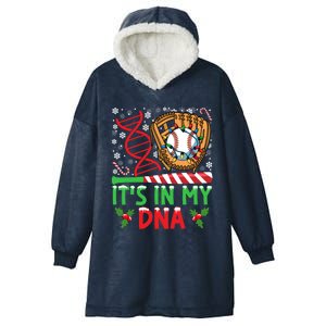 It’S In My Dna Baseball Christmas Lights Snowflakes Gift Hooded Wearable Blanket