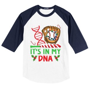 It’S In My Dna Baseball Christmas Lights Snowflakes Gift Baseball Sleeve Shirt