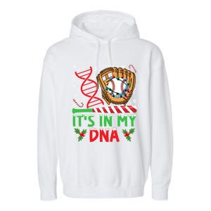 It’S In My Dna Baseball Christmas Lights Snowflakes Gift Garment-Dyed Fleece Hoodie