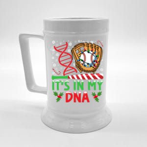 It’S In My Dna Baseball Christmas Lights Snowflakes Gift Beer Stein