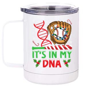 It’S In My Dna Baseball Christmas Lights Snowflakes Gift 12 oz Stainless Steel Tumbler Cup