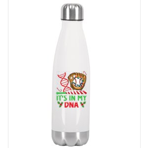 It’S In My Dna Baseball Christmas Lights Snowflakes Gift Stainless Steel Insulated Water Bottle