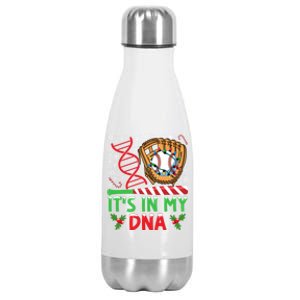 It’S In My Dna Baseball Christmas Lights Snowflakes Gift Stainless Steel Insulated Water Bottle