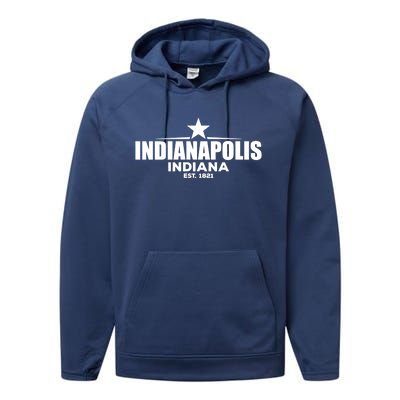 Indianapolis Indiana Meaningful Gift Performance Fleece Hoodie