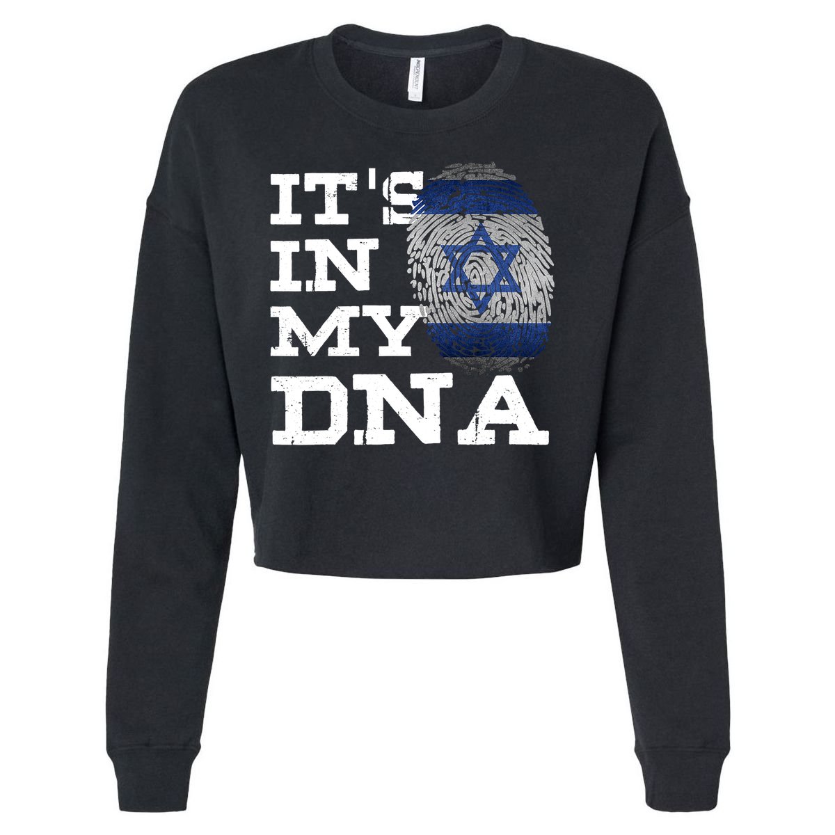 It's In My DNA Israeli Proud Israel Flag Jewish Cropped Pullover Crew