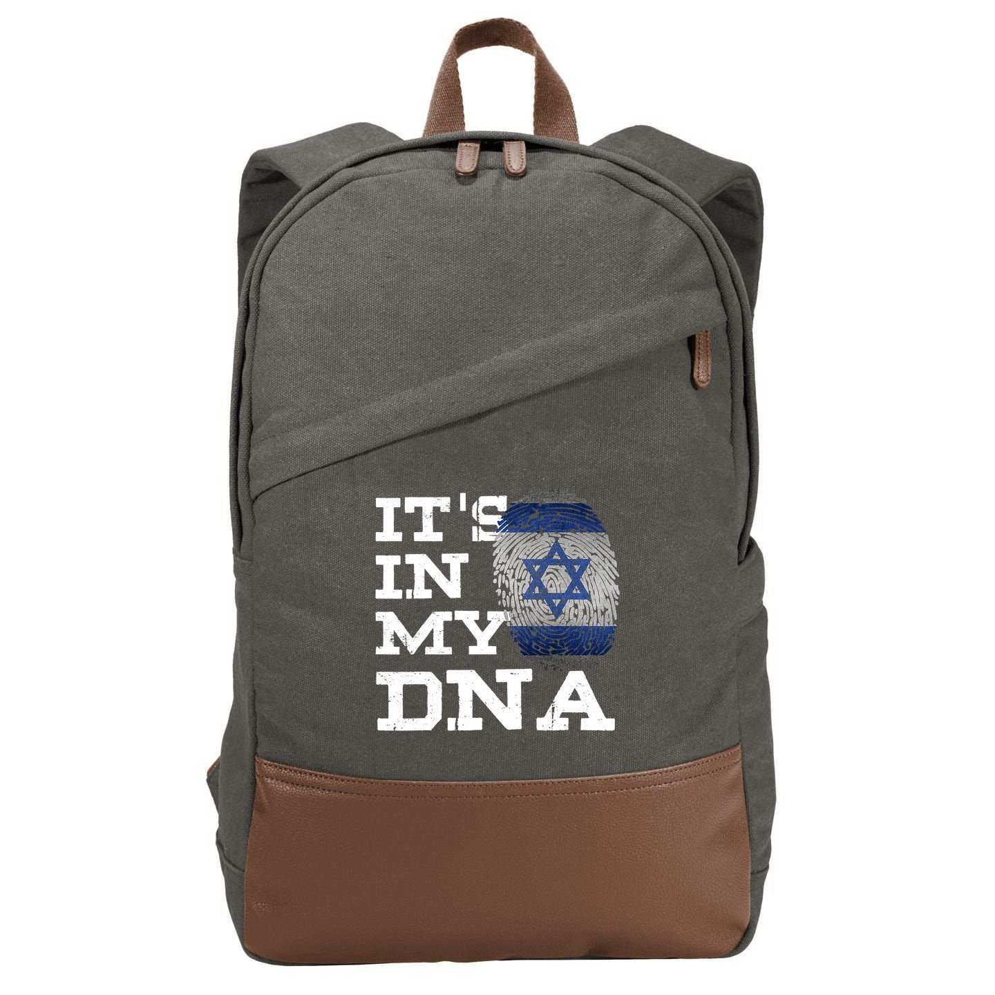 It's In My DNA Israeli Proud Israel Flag Jewish Cotton Canvas Backpack