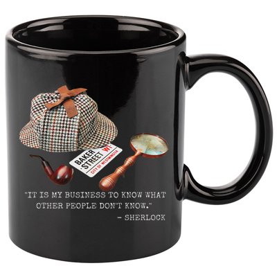 It Is My Business To Know. Novelty Sherlock Holmes Mystery 11oz C Handle Ceramic Mug