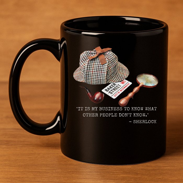It Is My Business To Know. Novelty Sherlock Holmes Mystery 11oz C Handle Ceramic Mug
