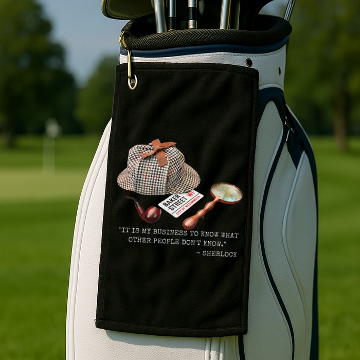 It Is My Business To Know. Novelty Sherlock Holmes Mystery Golf Towel