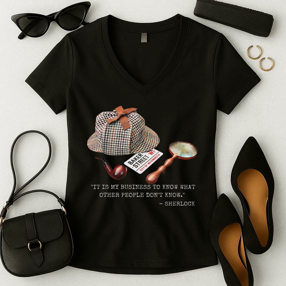 It Is My Business To Know. Novelty Sherlock Holmes Mystery Women's V-Neck T-Shirt