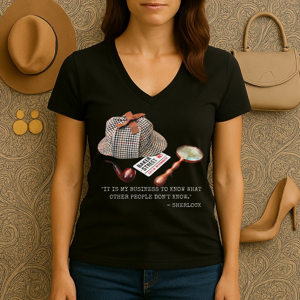 It Is My Business To Know. Novelty Sherlock Holmes Mystery Women's V-Neck T-Shirt