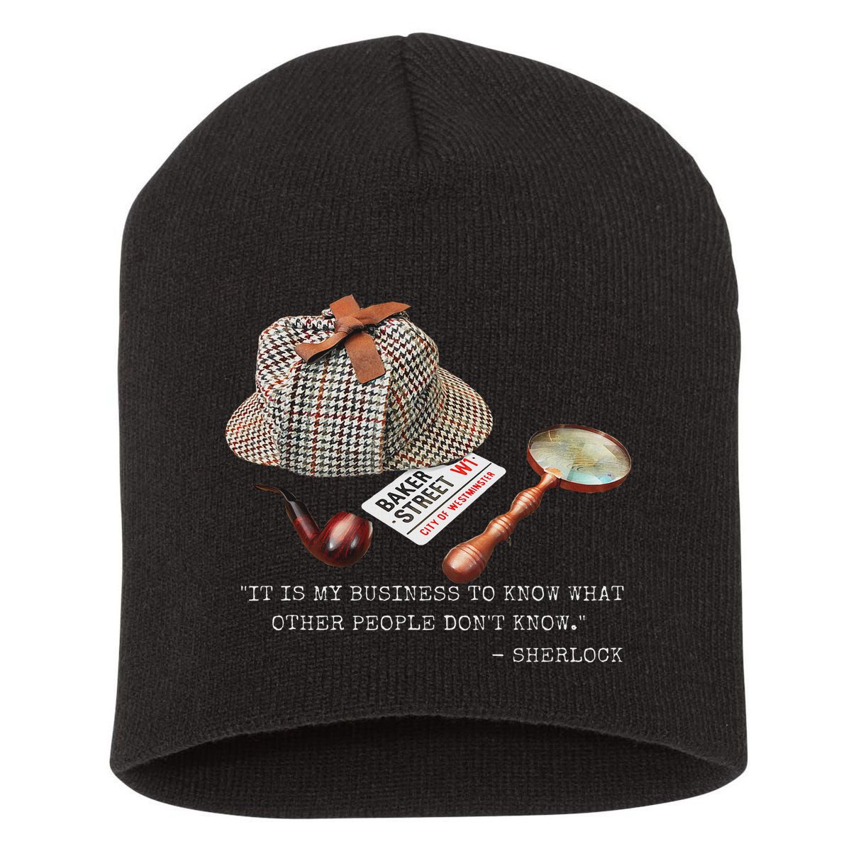It Is My Business To Know. Novelty Sherlock Holmes Mystery Short Acrylic Beanie