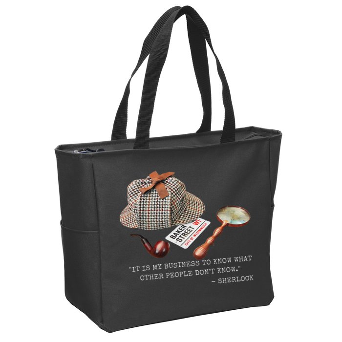 It Is My Business To Know. Novelty Sherlock Holmes Mystery Zip Tote Bag